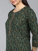 Cotton Blend Printed Kurta Pant Dupatta-VKSKD1171AB